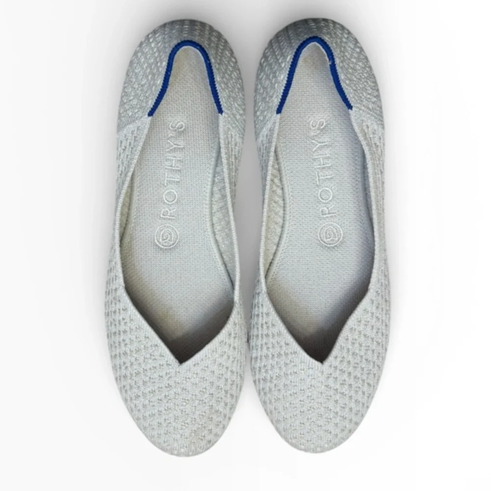 Rothy’s the square white honeycomb salt flat shoes 8.5